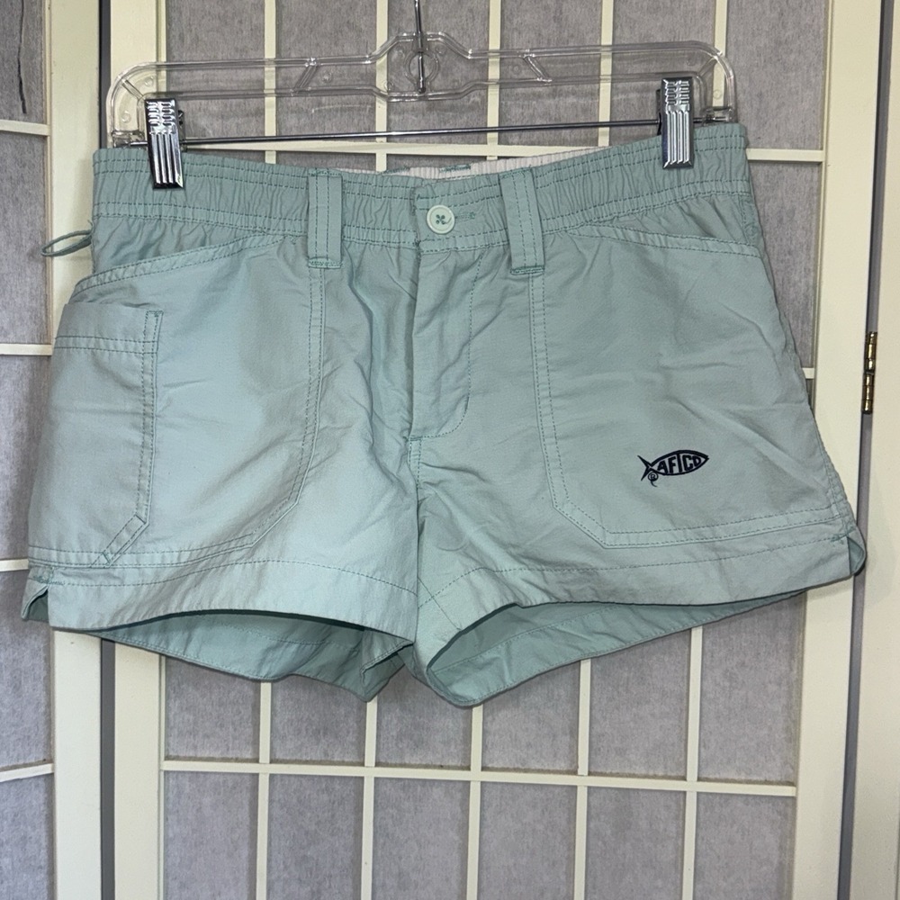 AFTCO The Original Fishing Outdoor Shorts Light Blue Nylon 2.5" Womens Sz 4